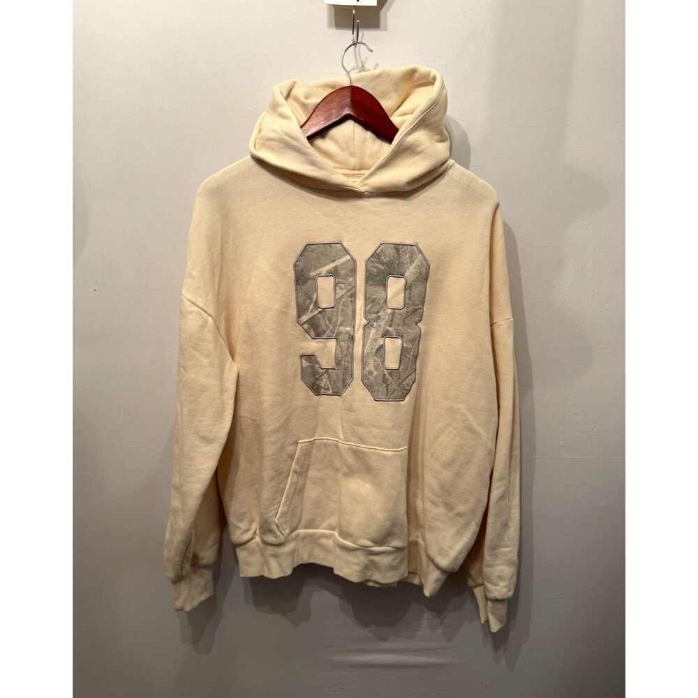 Aéropostale Beige Graphic 98 Pullover Hoodie Fleece Front Pocket Men’s S